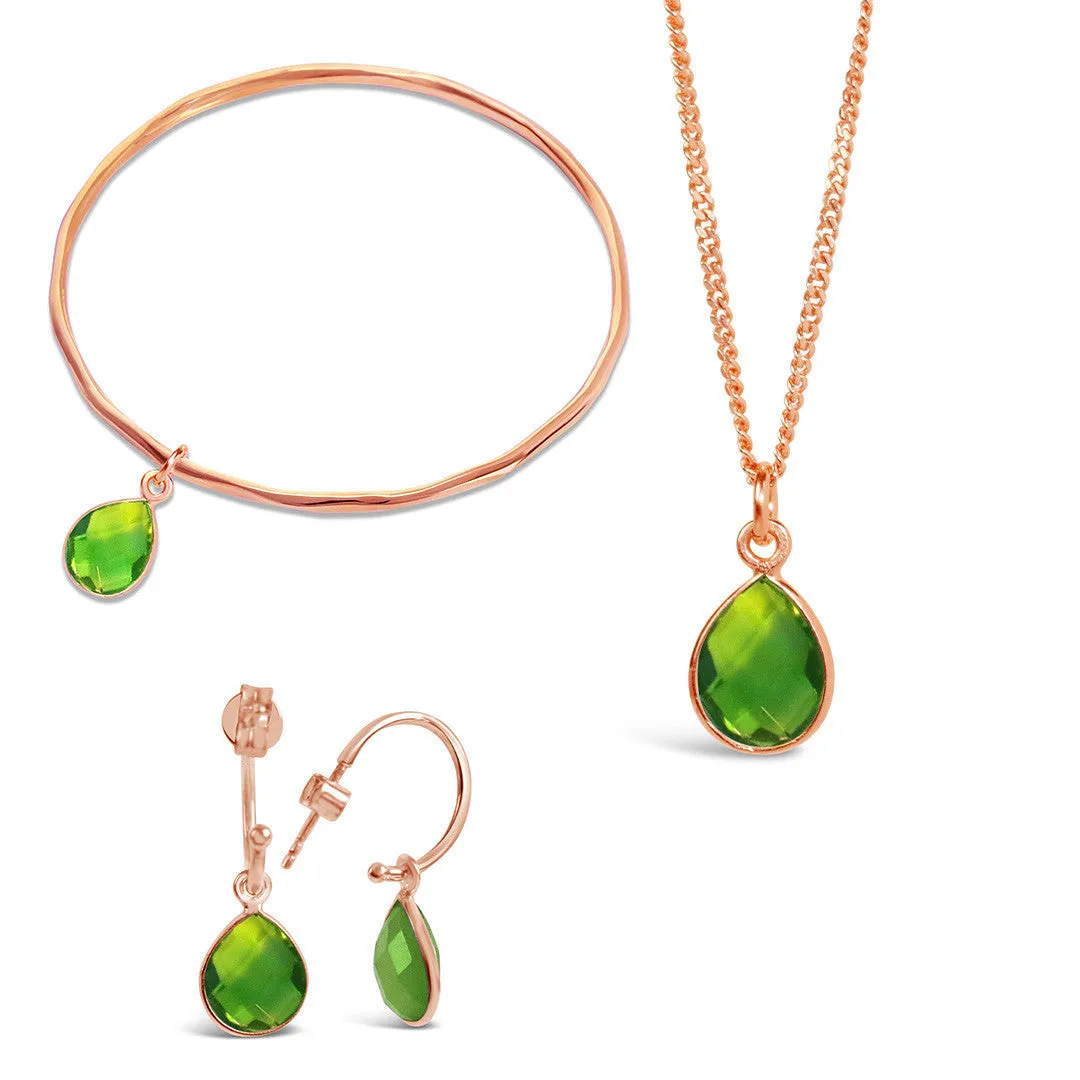 Peridot Charm Bangle | Rose Gold - August