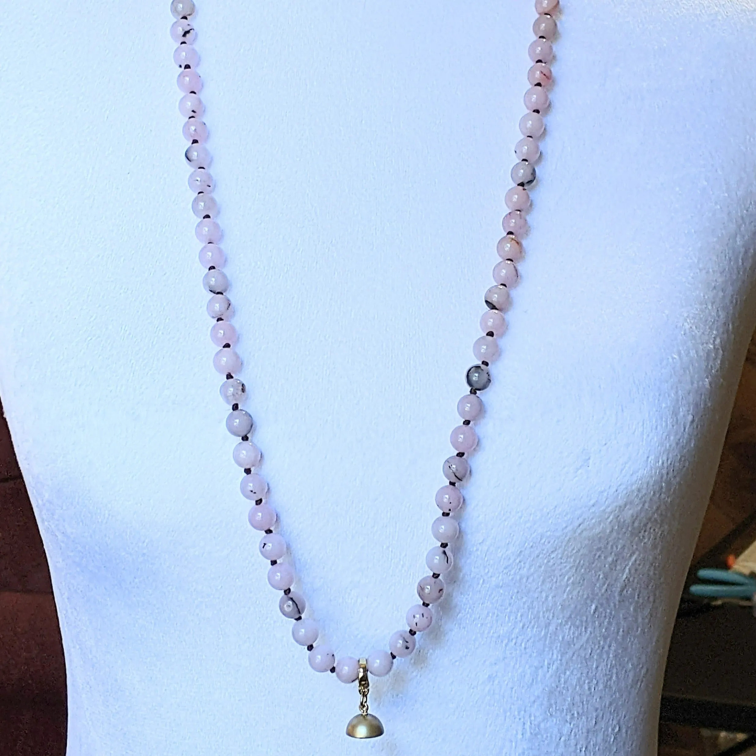 Pink Jade Semi-Precious Gemstone Necklace- 32 inch