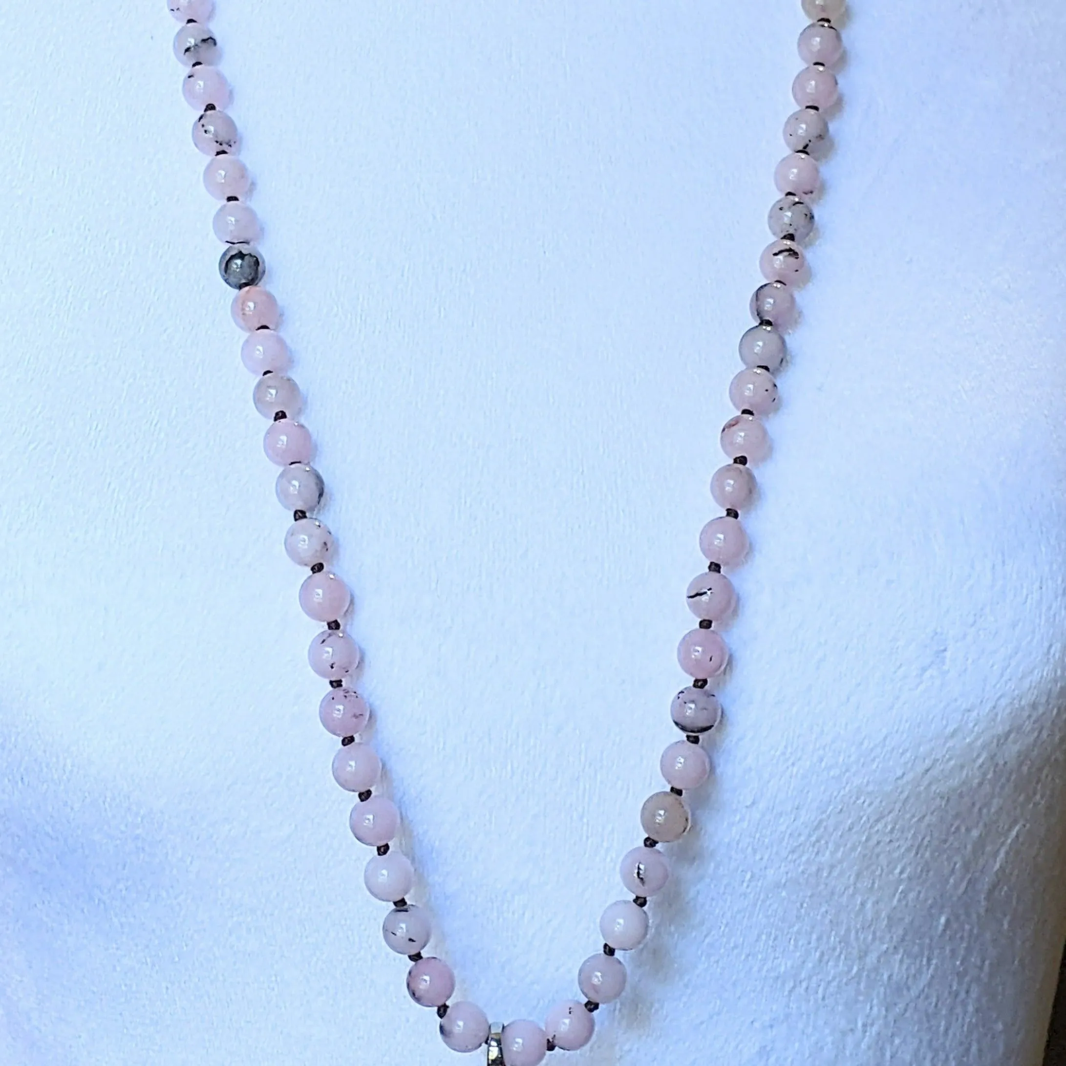 Pink Jade Semi-Precious Gemstone Necklace- 32 inch