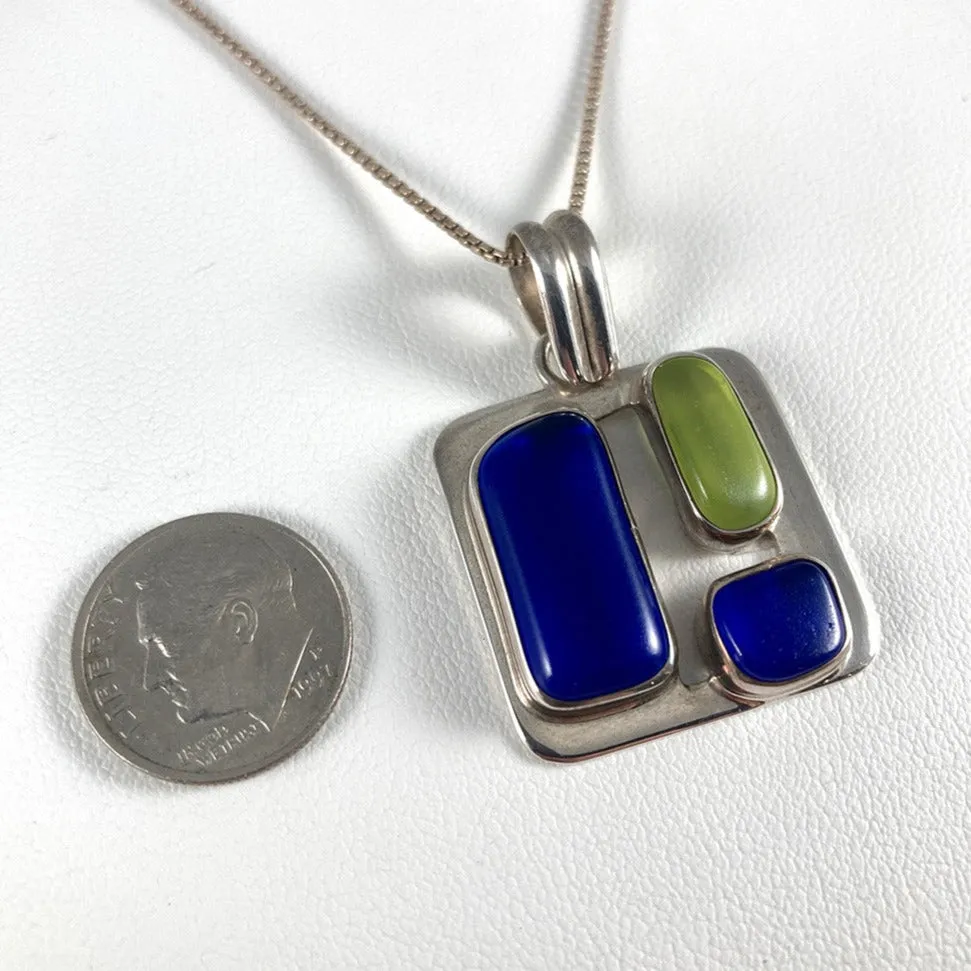 Sea Glass & Sterling Silver Pendant