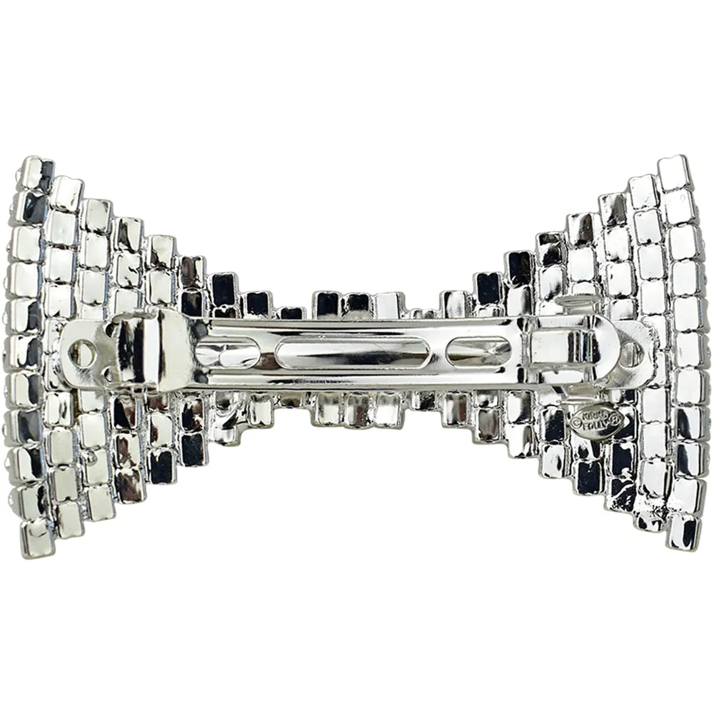 Shimmer & Shine Rhinestone Bow Hair Barrette (Sterling Silvertone)