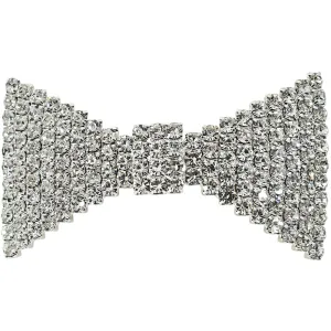 Shimmer & Shine Rhinestone Bow Hair Barrette (Sterling Silvertone)