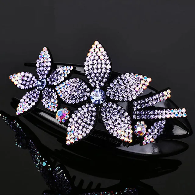 Shiny Rhinestone Flower Hair Clip