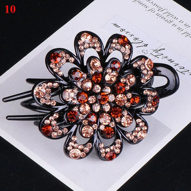 Shiny Rhinestone Flower Hair Clip