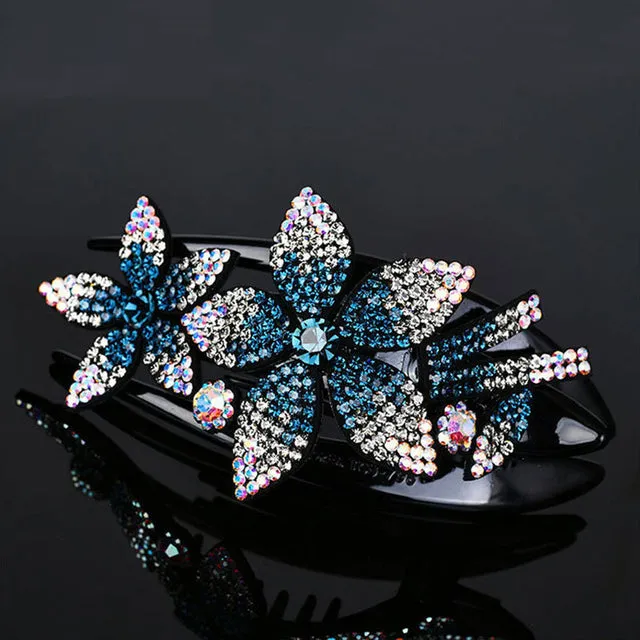 Shiny Rhinestone Flower Hair Clip