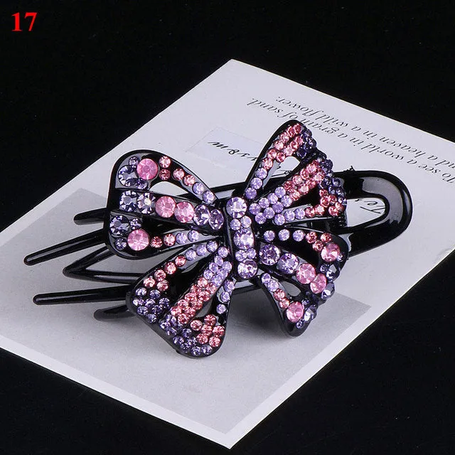 Shiny Rhinestone Flower Hair Clip