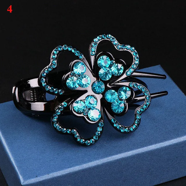 Shiny Rhinestone Flower Hair Clip