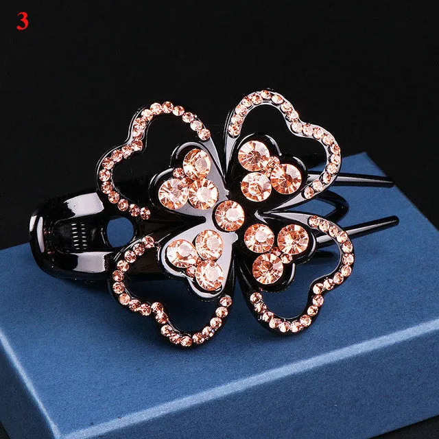 Shiny Rhinestone Flower Hair Clip