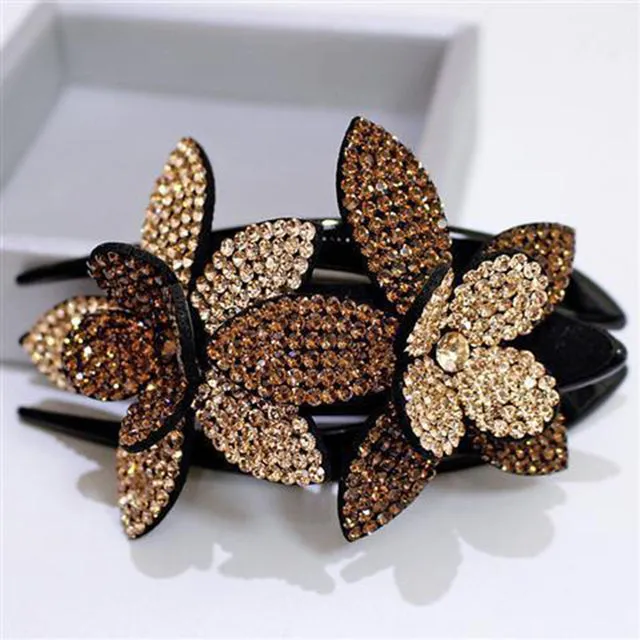 Shiny Rhinestone Flower Hair Clip