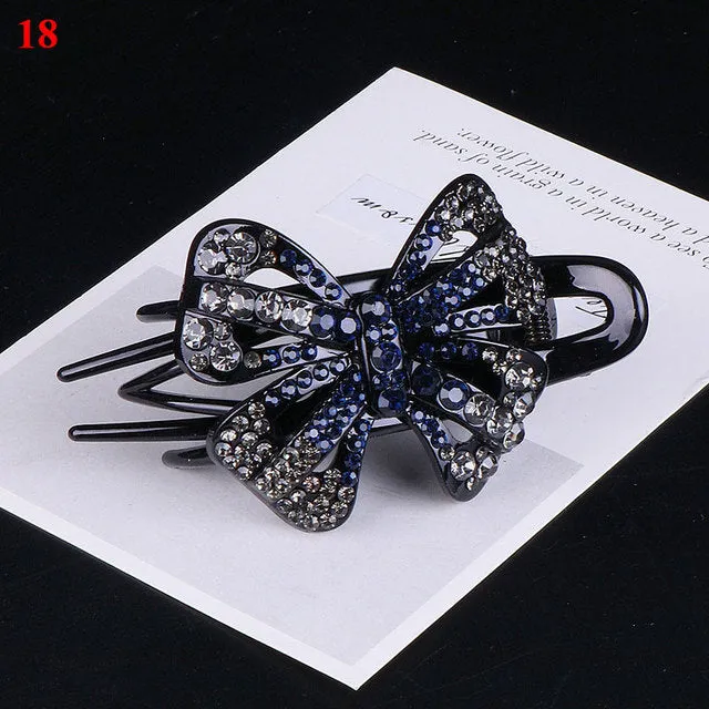 Shiny Rhinestone Flower Hair Clip