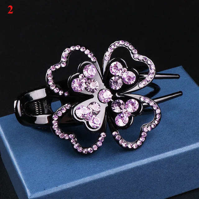 Shiny Rhinestone Flower Hair Clip