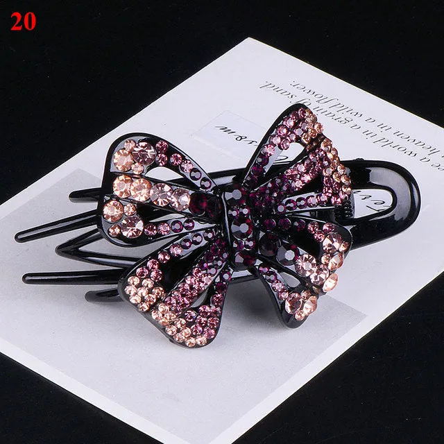 Shiny Rhinestone Flower Hair Clip