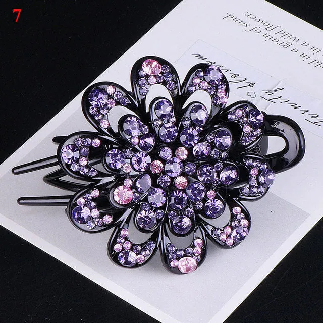 Shiny Rhinestone Flower Hair Clip