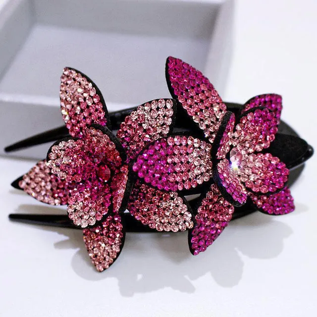 Shiny Rhinestone Flower Hair Clip