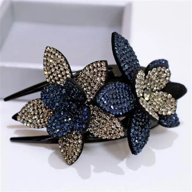 Shiny Rhinestone Flower Hair Clip