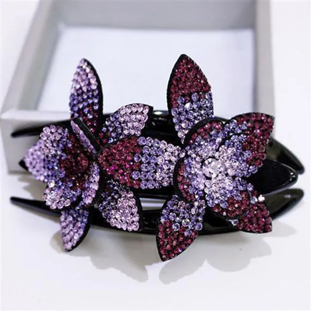 Shiny Rhinestone Flower Hair Clip