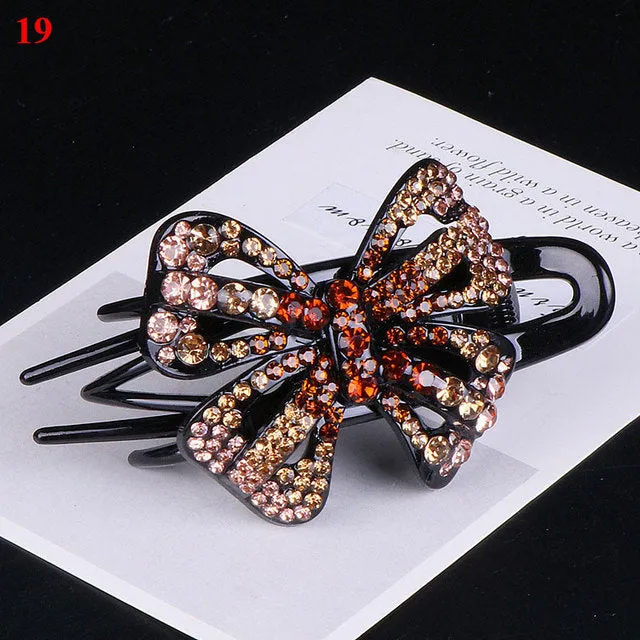 Shiny Rhinestone Flower Hair Clip