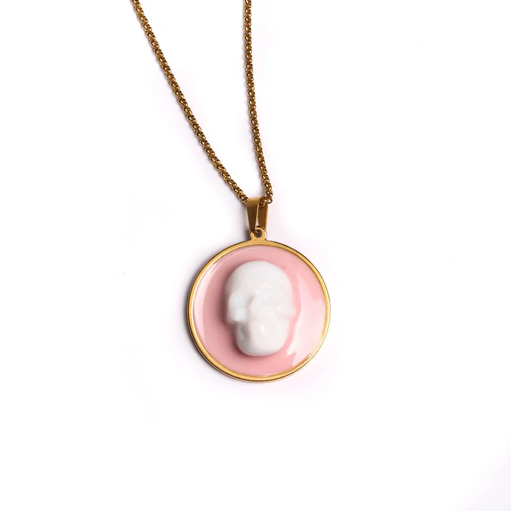 Skull Pendant Pink & White