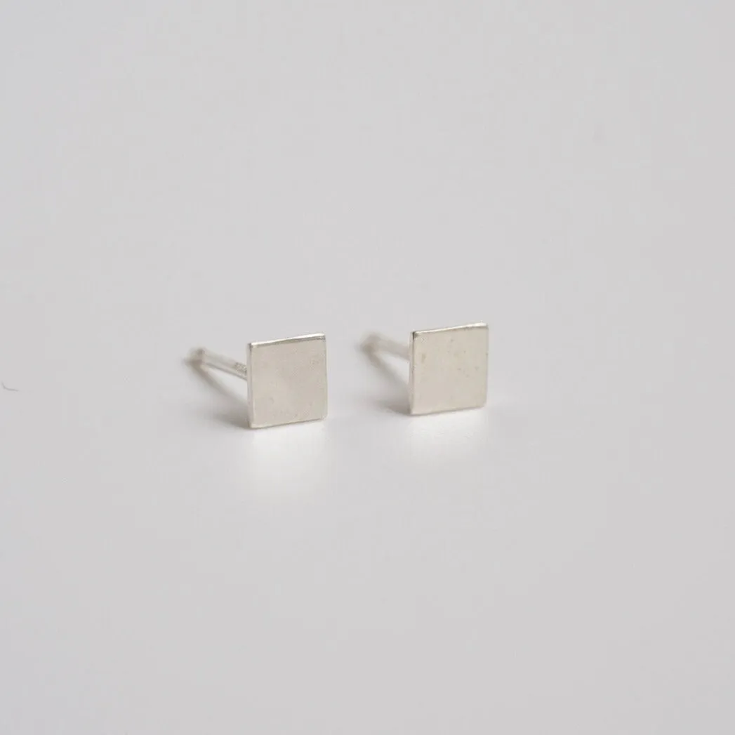 Sterling Silver Square Stud Earrings