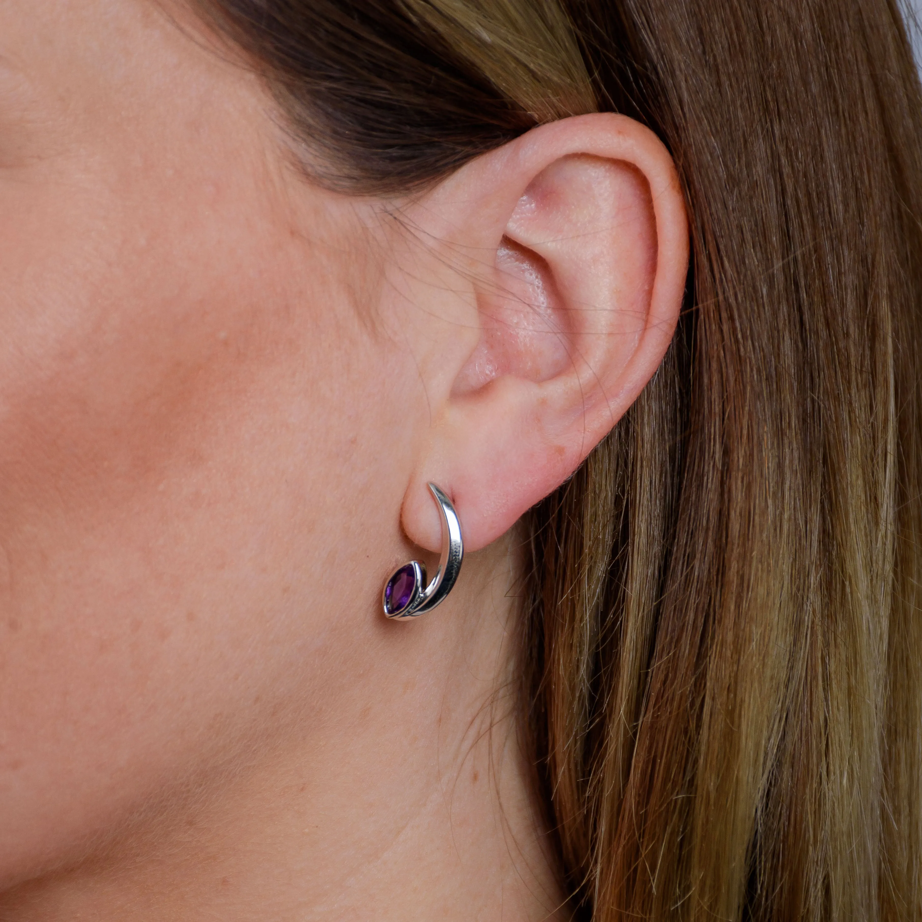 Surf Moon Earrings with Amethyst