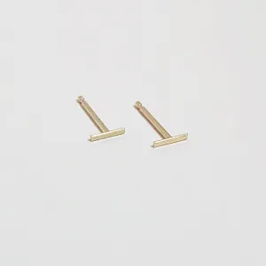 T-Pin Bar Stud Earrings in 14 Karat Yellow Gold