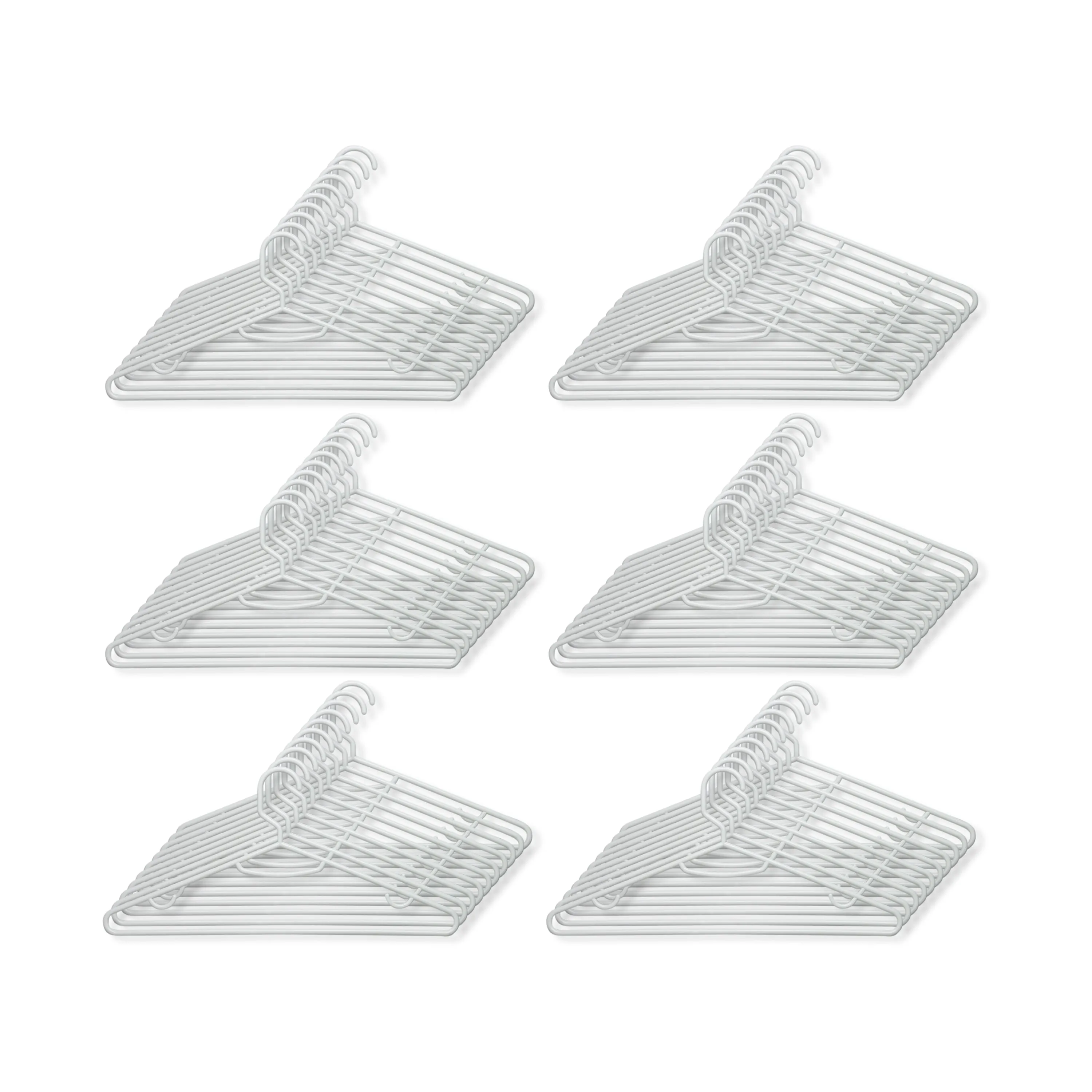 White Recycled Plastic Hangers with Hooks (60-Pack)